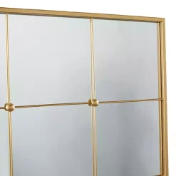 Gold Metal Windowpane Wall Mirror