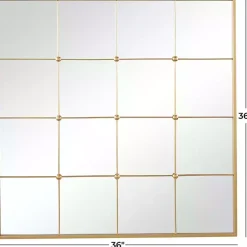 Gold Metal Windowpane Wall Mirror