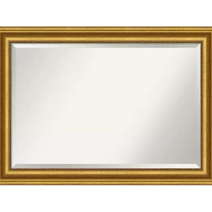 Gold Patina Scalloped Frame Beveled Mirror