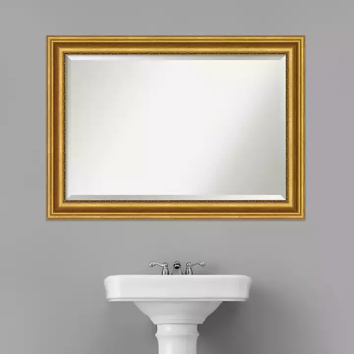 Gold Patina Scalloped Frame Beveled Mirror