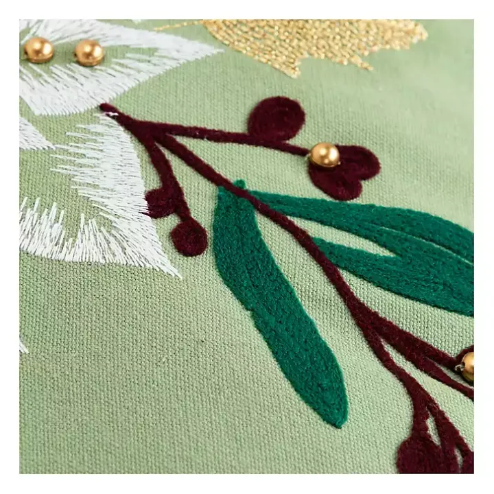 Gold Poinsettia Christmas Throw Pillow