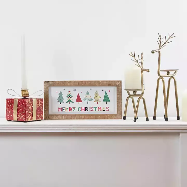 Gold Reindeer Pillar Candle Holder, 10 in.