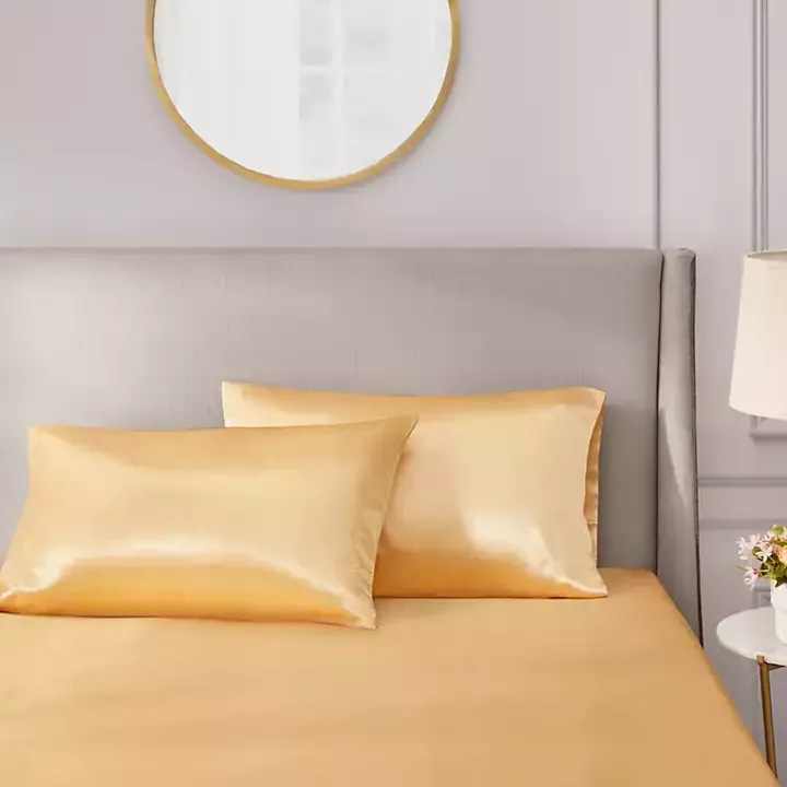 Gold Satin King 2-pc. Pillow Case Set