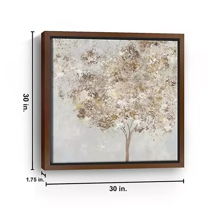 Gold Shimmering Tree Framed Canvas Art Print