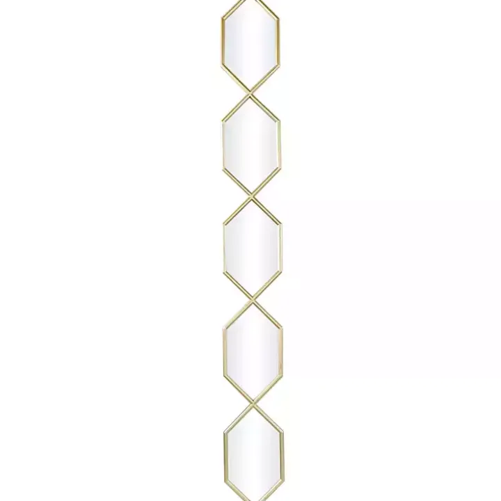 Gold Slim Stacked Hexagons Wall Mirror