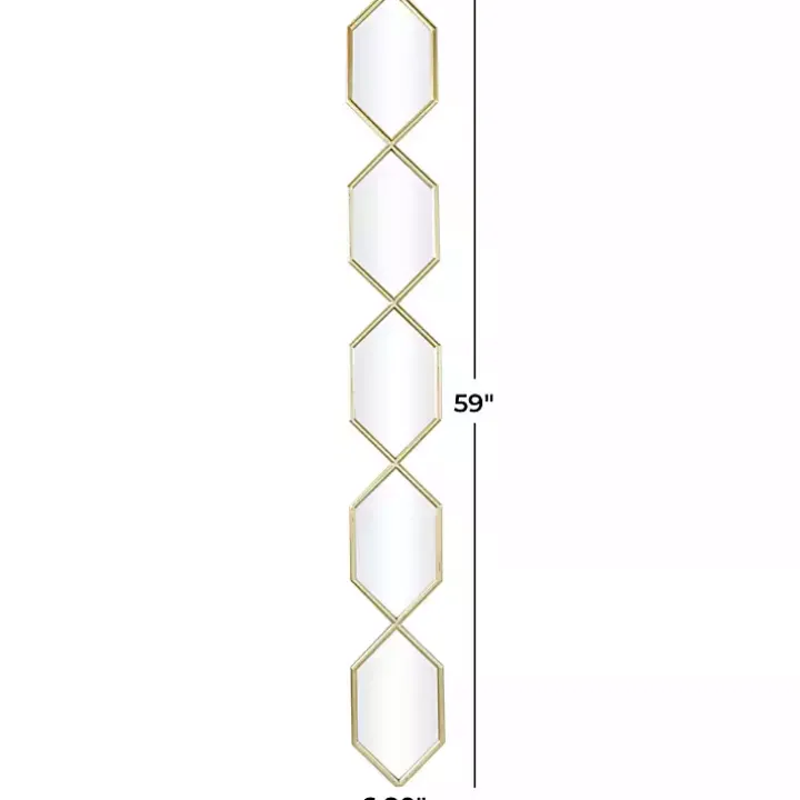 Gold Slim Stacked Hexagons Wall Mirror