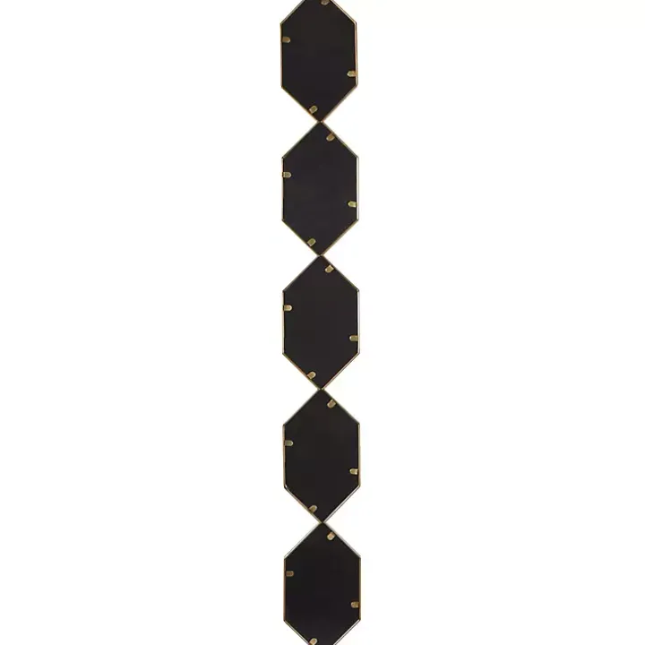 Gold Slim Stacked Hexagons Wall Mirror