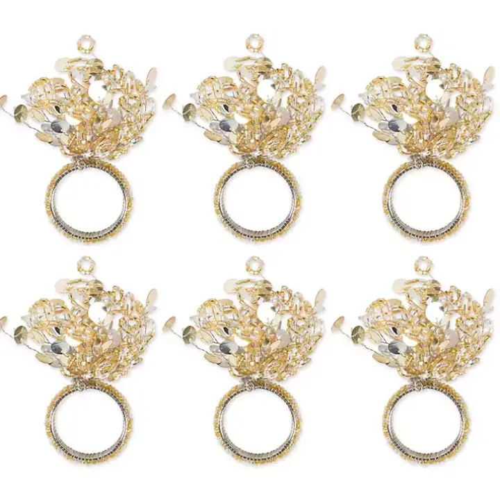 Gold Sparkle Napkin Rings, Set of 6