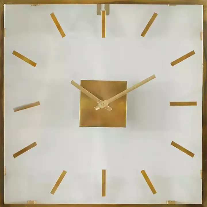 Gold Square Minimalist Wall Clock