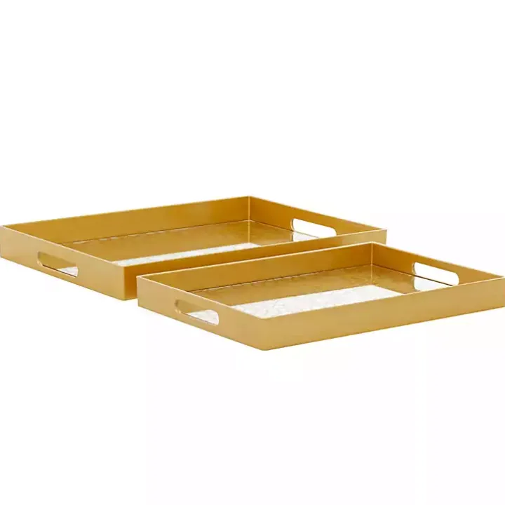 Gold Sun Star 2-pc. Mirrored Tray Set