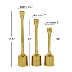 Gold Taper Candle Holders, Set of 3