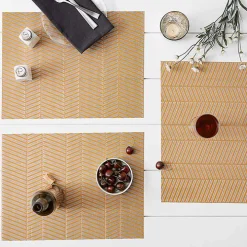 Gold Textured Twill Weave Placemats, Set of 6