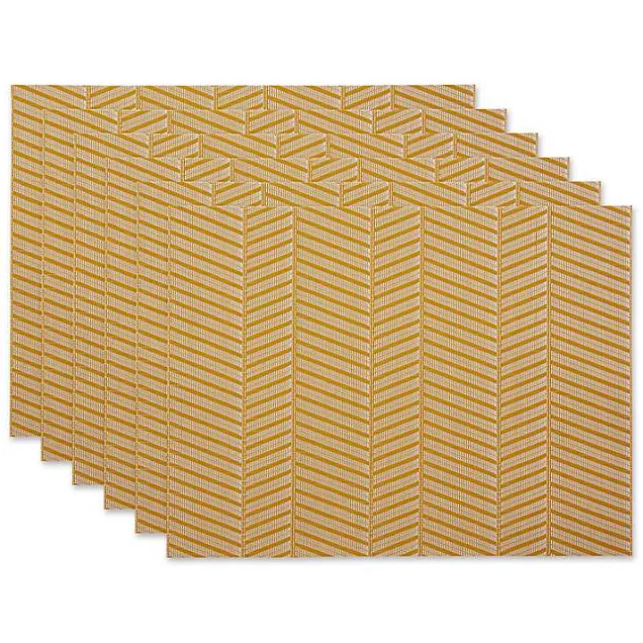 Gold Textured Twill Weave Placemats, Set of 6