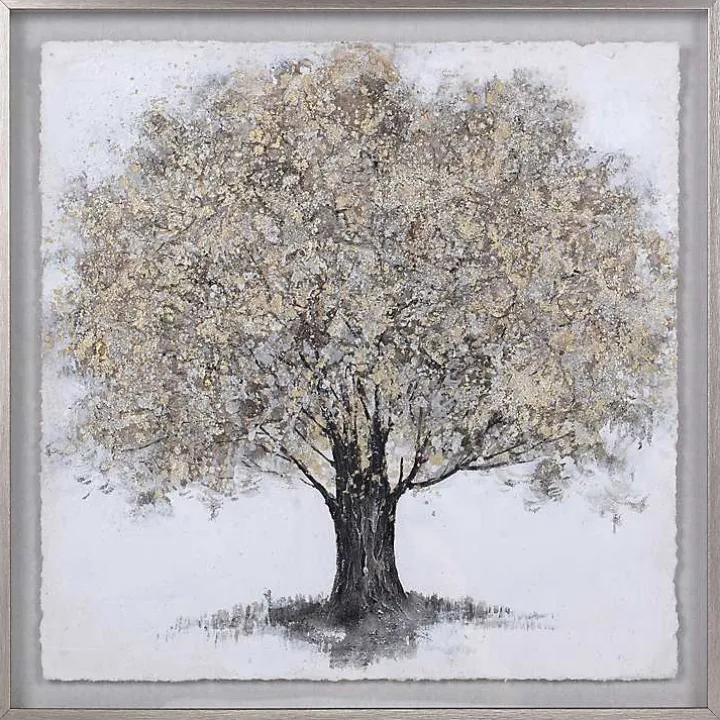 Gold Tree Rice Paper Framed Art Print
