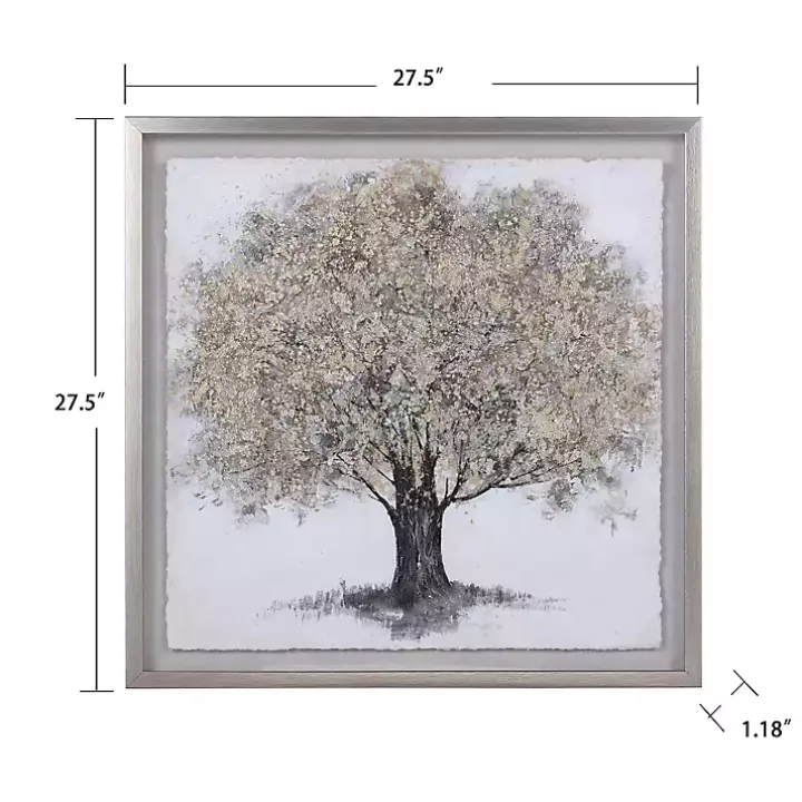 Gold Tree Rice Paper Framed Art Print