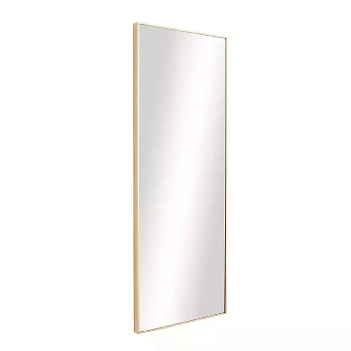 Gold Wood Rectangular Wall Mirror, 14x36 in.
