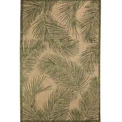 Golden Green Palm Leaves Outdoor Area Rug, 4x7