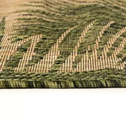 Golden Green Palm Leaves Outdoor Area Rug, 4x7