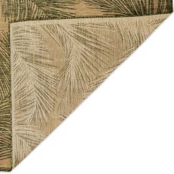 Golden Green Palm Leaves Outdoor Area Rug, 7x9