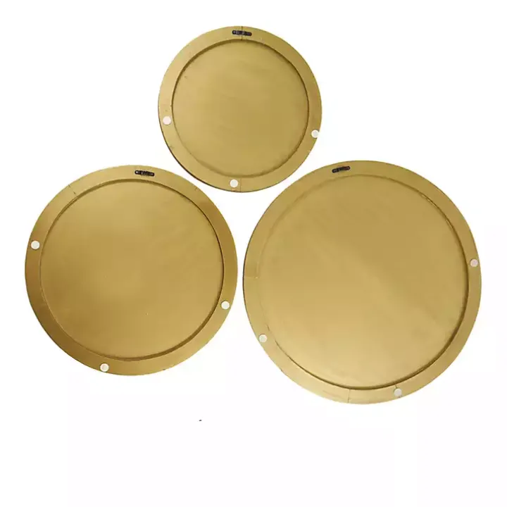 Golden Ribbed Sunburst Wall Plates, Set of 3