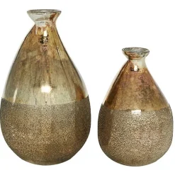 Golden Rustic Blown Glass Bulb Vases, Set of 2