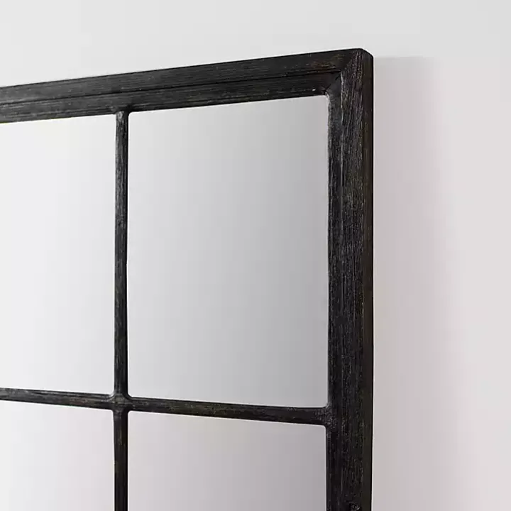 Grande Black Window Pane Leaner Mirror