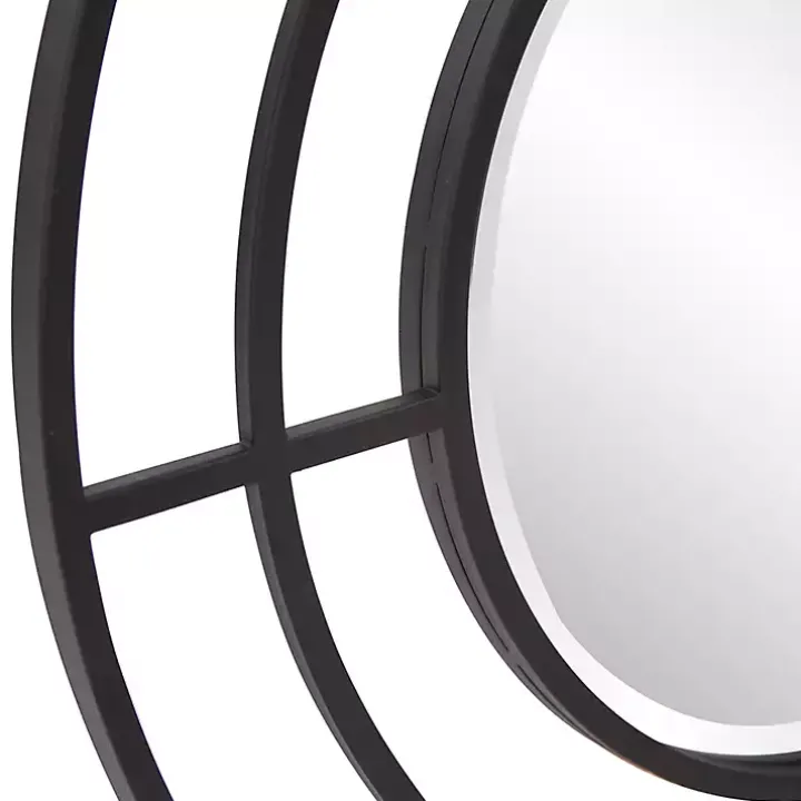 Graphite Metal Bullseye Round Wall Mirror