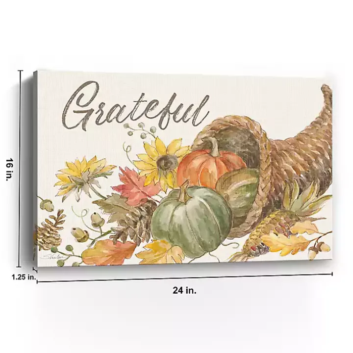 Grateful Cornucopia Harvest Canvas Wall Plaque