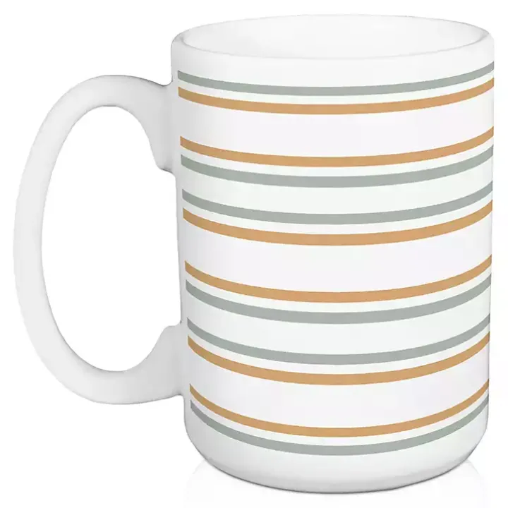Grateful, Thankful, Blessed Striped Mugs, Set of 2