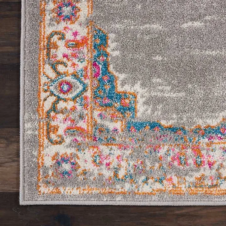 Gray & Pink Central Motif Botanical Runner