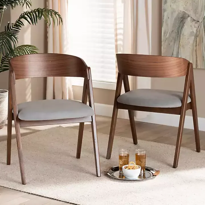 Gray & Walnut Danton Dining Chairs, Set of 2