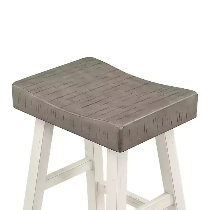Gray & White Wood Counter Stools, Set of 2