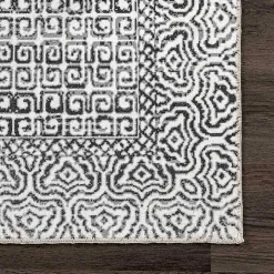 Gray Abstract Pattern Washable Area Rug, 5x8