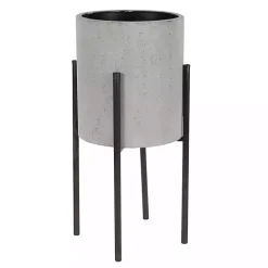 Gray and Black Solid Iron Plant Stands, Set of 2
