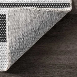 Gray and Black Striped Washable Area Rug, 5x8