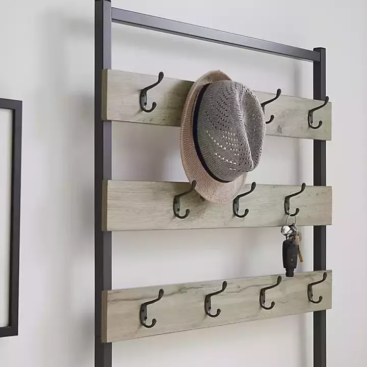 Gray and Black Wood Bench Hall Tree