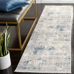 Gray and Blue Whisper Abstract Runner, 2x8