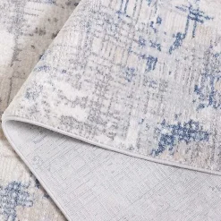 Gray and Blue Whisper Abstract Area Rug, 6x6