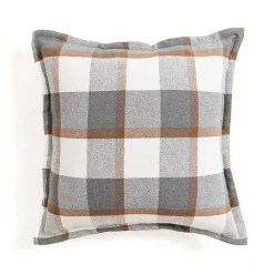 Gray and Brown Plaid Throw Pillow