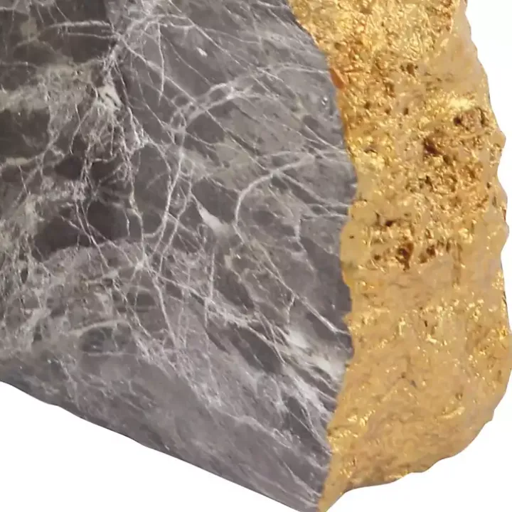Gray and Gold Marble Geode Bookends, Set of 2