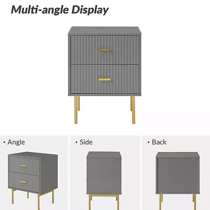 Gray and Gold Modern Ceandro Nightstand