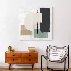 Gray and Green Abstract Geometric Canvas Wall Art