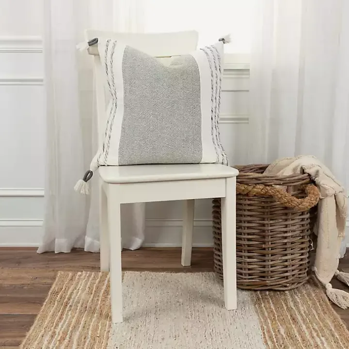 Gray and Ivory Color Block Pillow