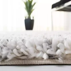 Gray and Ivory Fontana Shag Area Rug, 6x6