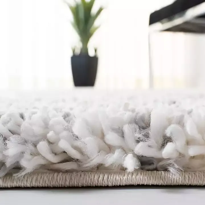 Gray and Ivory Fontana Shag Area Rug, 6x6