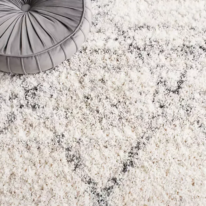 Gray and Ivory Fontana Shag Area Rug, 6x6