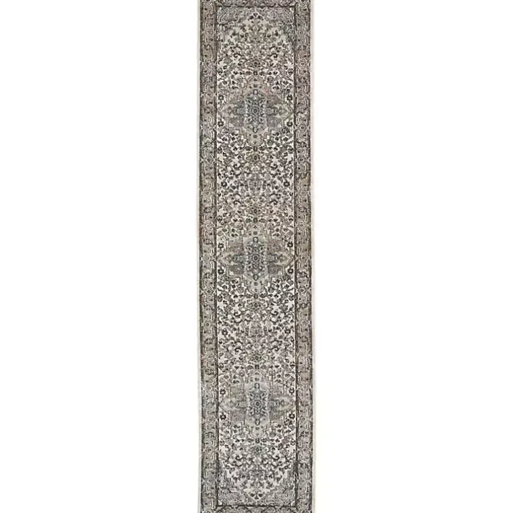 Gray and Ivory Nadia Medallion Runner, 2x10