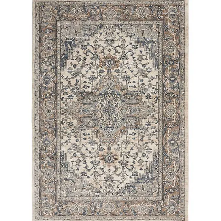 Gray and Ivory Nadia Medallion Area Rug, 4x6