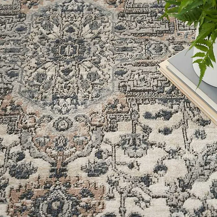 Gray and Ivory Nadia Medallion Area Rug, 5x7