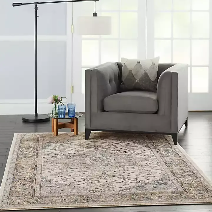 Gray and Ivory Nadia Medallion Area Rug, 5x7